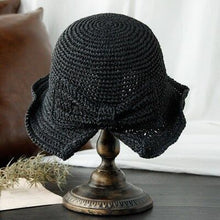 Load image into Gallery viewer, Parent-child 100%Raffia Bow Sun Hat Wide Brim Floppy Summer Hats For Women Beach Panama Straw Dome Bucket Hat Femme Shade Hat