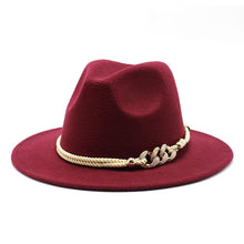 Load image into Gallery viewer, Black/white Wide Brim Simple Church Derby Top Hat Panama Solid Felt Fedoras Hat for Men Women artificial wool Blend Jazz Cap