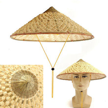 Load image into Gallery viewer, NEW-Vietnamese Japanese Coolie Straw Bamboo Cone Sun Hat Garden Farmer Fishing
