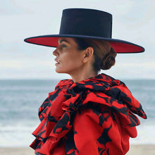 Load image into Gallery viewer, Classical UNISEX WIDE BRIM SPLICE TWO TONE WOOL FEDORA Winter Warm Wide Brim Women Hats Red Black Ladies Church Derby Dress Hat
