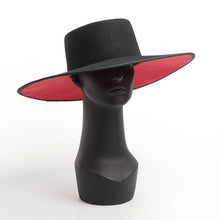 Load image into Gallery viewer, Classical UNISEX WIDE BRIM SPLICE TWO TONE WOOL FEDORA Winter Warm Wide Brim Women Hats Red Black Ladies Church Derby Dress Hat

