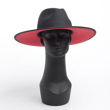 Load image into Gallery viewer, Classical UNISEX WIDE BRIM SPLICE TWO TONE WOOL FEDORA Winter Warm Wide Brim Women Hats Red Black Ladies Church Derby Dress Hat
