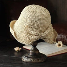 Load image into Gallery viewer, Parent-child 100%Raffia Bow Sun Hat Wide Brim Floppy Summer Hats For Women Beach Panama Straw Dome Bucket Hat Femme Shade Hat
