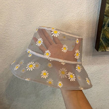 Load image into Gallery viewer, Daisies Embroidered Buckets Hat Women Transparent Lace Flower Beach Panama Hats High Top Snapback Fashion Daisy Sun Cap Summer
