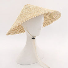 Load image into Gallery viewer, Large Brim Conical Natural Color Bamboo Rain Straw Sun Hat Female Women Funny Cylindrical Steeple-Crown Cap
