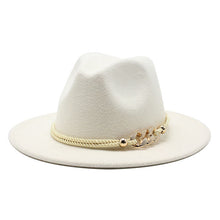 Load image into Gallery viewer, Black/white Wide Brim Simple Church Derby Top Hat Panama Solid Felt Fedoras Hat for Men Women artificial wool Blend Jazz Cap
