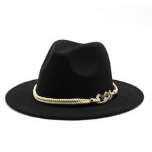 Load image into Gallery viewer, Black/white Wide Brim Simple Church Derby Top Hat Panama Solid Felt Fedoras Hat for Men Women artificial wool Blend Jazz Cap
