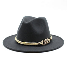 Load image into Gallery viewer, Black/white Wide Brim Simple Church Derby Top Hat Panama Solid Felt Fedoras Hat for Men Women artificial wool Blend Jazz Cap
