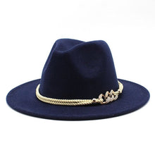 Load image into Gallery viewer, Black/white Wide Brim Simple Church Derby Top Hat Panama Solid Felt Fedoras Hat for Men Women artificial wool Blend Jazz Cap
