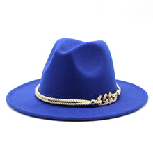 Load image into Gallery viewer, Black/white Wide Brim Simple Church Derby Top Hat Panama Solid Felt Fedoras Hat for Men Women artificial wool Blend Jazz Cap

