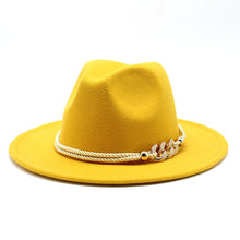 Load image into Gallery viewer, Black/white Wide Brim Simple Church Derby Top Hat Panama Solid Felt Fedoras Hat for Men Women artificial wool Blend Jazz Cap
